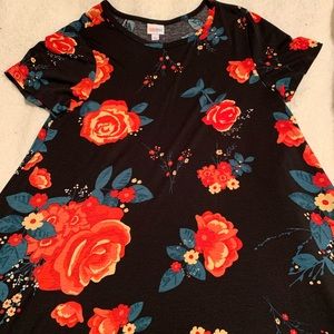 Lularoe Carly Black Floral Roses
